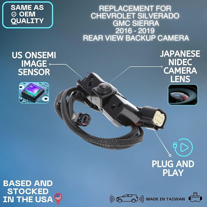 Backup Camera for 2016 2017 2018 2019 Chevrolet Silverado GMC Sierra Truck | Replaces OE part 84062896 84032513 23363727, rear view reverse parking assist backup monitor high definition hd video sensor
