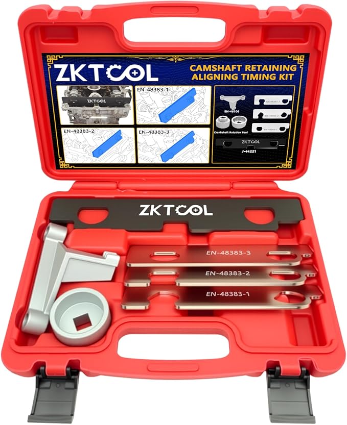 ZKTOOL 6Pcs Camshaft Retaining Aligning Timing Tool Set Compatible with GM Cadillac Buick Chevrolet Pontiac Saab 2.8 2.9 3.0 3.2 3.5 3.6 3.7 4.2 Engine, OEM J-44221 EN-48383 EN-46105 EN-46106 EN-46111