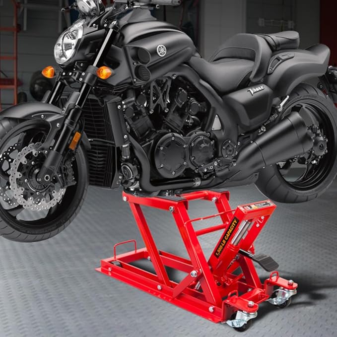 BIG RED 1500 lb Hydraulic Motorcycle Lift Jack: Powersports Lift Jack Stand Table for ATV, Dirt Bike, UTV and Snowmobile
