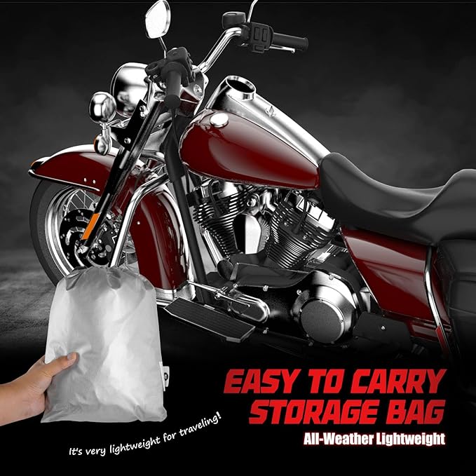 Rosefray 420D Motorcycle Half Cover-Outdoor Waterproof All Weather Protection Lightweight Half Cover,Silver L Size for Most Touring Models Harley Davidson,Honda Goldwing,Road King Street Glide