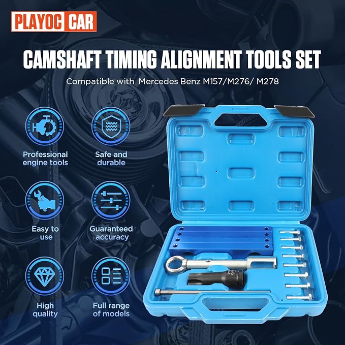 PLAYOCCAR Engine Timing Tool Kit Compatible with Mercedes Benz M157/M276/ M278, Camshaft Timing Alignment Tools Set with T100 and Injector Removal Puller Tool