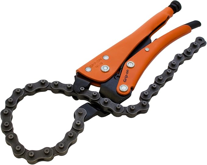 Grip-On 18110 10-Inch Chain Clamp Locking Pliers in Orange Epoxy