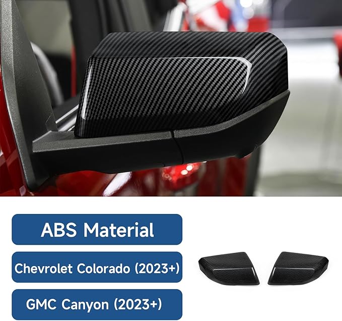 Car ABS Carbon Fiber Exterior Rearview Mirror Cover Interior Trim Side Mirror Decor for Chevy Colorado/GMC Canyon 2023 2024 2025 2026 Accessories