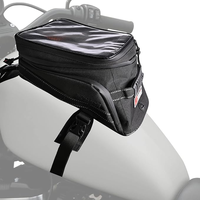 Motorcycle Tank Bag w/Strap Storage Bag Compatible with Honda Yamaha Suzuki Kawasaki Harley Water Resistant (Black)