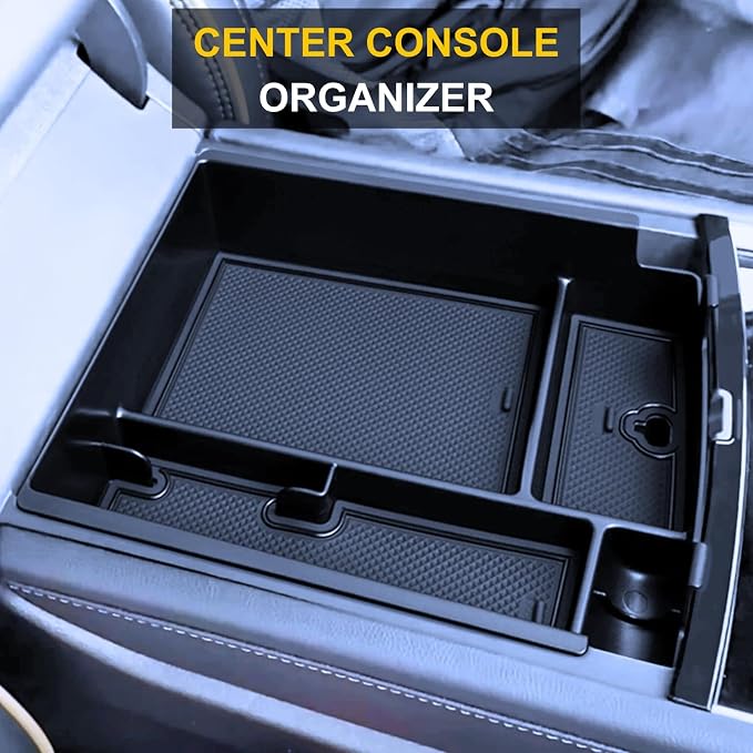 Center Console Organizer Tray for 2026 2025 2024 Chevy Traverse/GMC Acadia/Buick Enclave Interior Accessories - Middle Center Console Armrest Storage Coin Box - ABS Plastic, Black