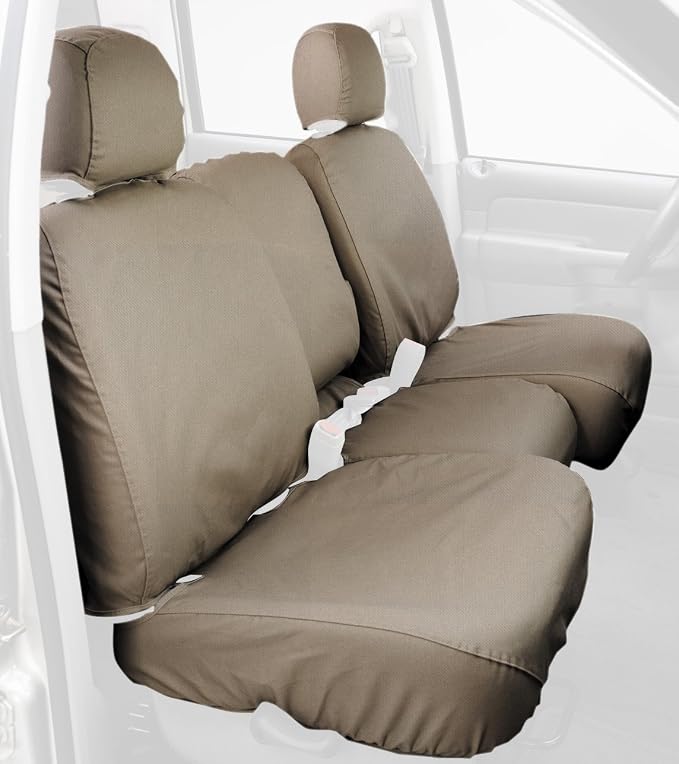 Covercraft Custom-Fit Rear-Second Seat Bench SeatSaver Seat Covers - Polycotton Fabric, Taupe