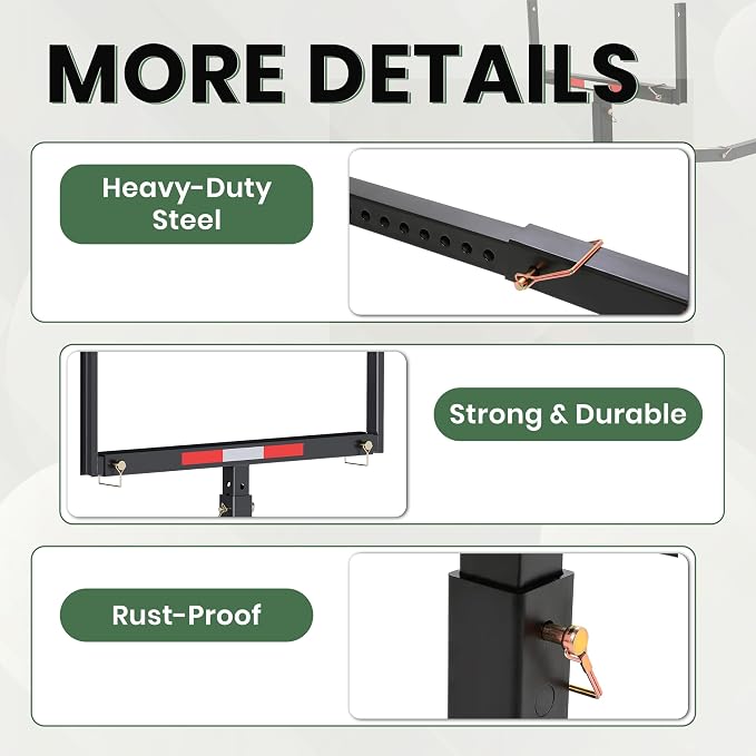 ECOTRIC 750lbs Capacity Black Truck Bed Extender Pickup Truck Bed Hitch Mount Extension Rack SUV Lumber Ladder Canoe Boat Kayak Long Pipes w/Flag - Powder Coated Steel