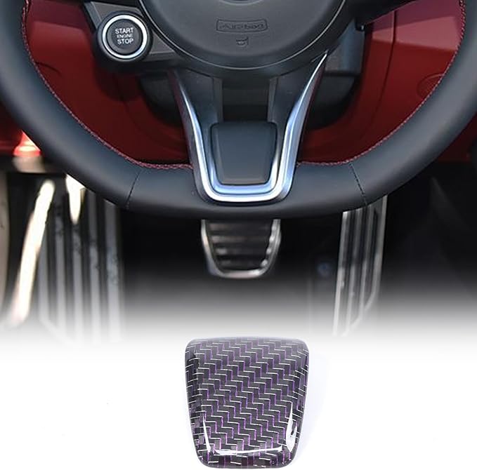 Carbon Fiber Central Steering Wheel Trim Strip Compatible with Alfa Romeo Giulia Stelvio Tonale 2020 2021 Steering Wheel Bottom Decoration Panel Cover Auto Accessories (Golden Silk Purple)