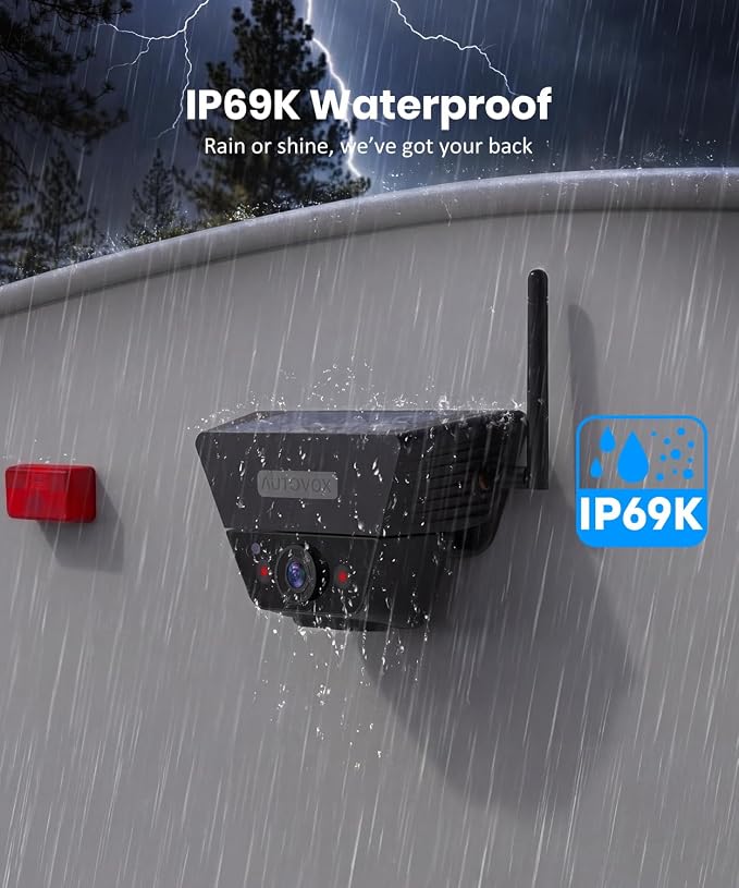 AUTO-VOX Solar Magnetic Wireless Backup Camera: 1-Min Easy Magnetic Install, Smart Detection Helps Spot Cars & Pedestrians, 7.2" 1080P Split Screen Monitor, Back Up Camera for Truck RV Trailer Camper