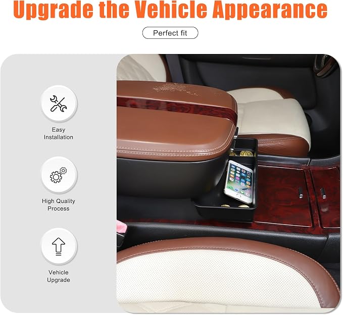 Center Console Organizer Tray Compatible with Cadillac Escalade 2007-2014, ABS Armrest Front Storage Box Organizer Tray for Escalade Accessories