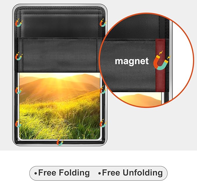RV Door Window Shade Cover - Magnetic RV Blackout Window Cover with UV Protection and Privacy Features (25 * 16 in) Foldable Magnet Design, Waterproof Fabric (Black, 2 Pack (25"L x 16"W))