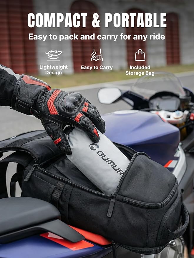 Oumurs Men's Motorcycle Rain Suit Waterproof Jacket & Pants with Reflective Strips, Breathable Mesh Lining Riding Raincoat