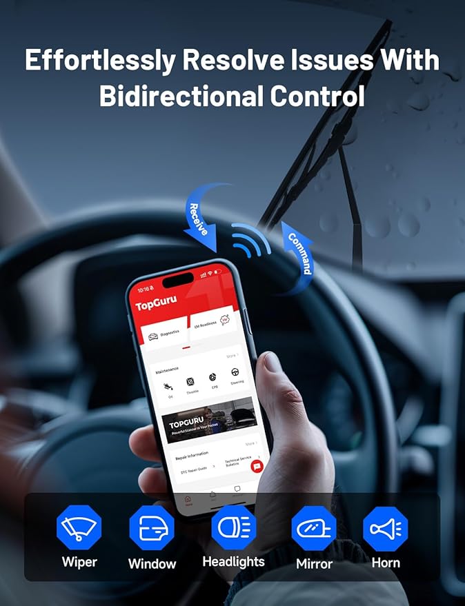 TOPDON TopScan Lite OBD2 Scanner Bluetooth, Bi-Directional Scanner Wireless All System Diagnostic Tool for iOS & Android, 8+ Hot Reset, Repair Guides, Check Engine Car Code Reader, Performance Test