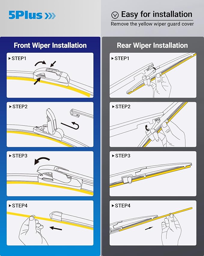 5 PLUS® 16"+14"+14"+10" Windshield Wipers Replacement for Toyota FJ Cruiser 2014 2013 2012 2011 2010 2009 2008 2007 Wiper Blades,Windshield Wiper Blades Original Equipment Replacement (Pack of 3)