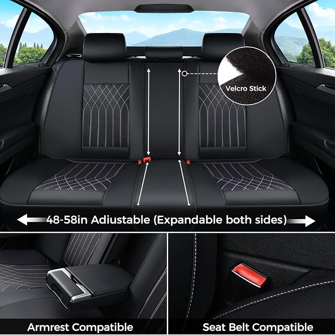 FLORICH Leather Seat Covers, Car Seat Covers Full Set, Car Seat Protector Waterproof, Front and Rear Seat Covers for Cars, Automotive Seat Covers Universal Fit for Most Cars SUV