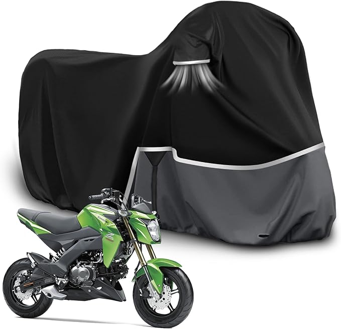 Waterproof Motorcycle Cover Replace for Kawasaki Z125/Z125 Pro/KLX 110 Model, 420D Oxford Cloth Motorcycle Cover for Snow Rain Dust Protection
