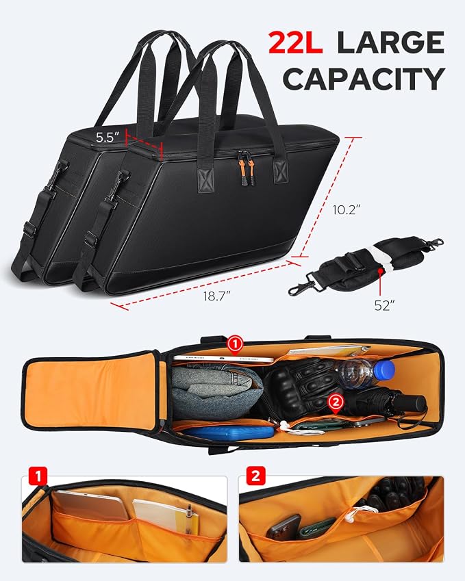 Benlari Saddlebag Liner Bags, Hard Saddle Liner Bags 900D Oxford Motorcycle Insert Storage Bag Fit for Harley Davidson Touring Road Glide Street Glide Road King Electra Glide 1993-2025 (2 Bags)