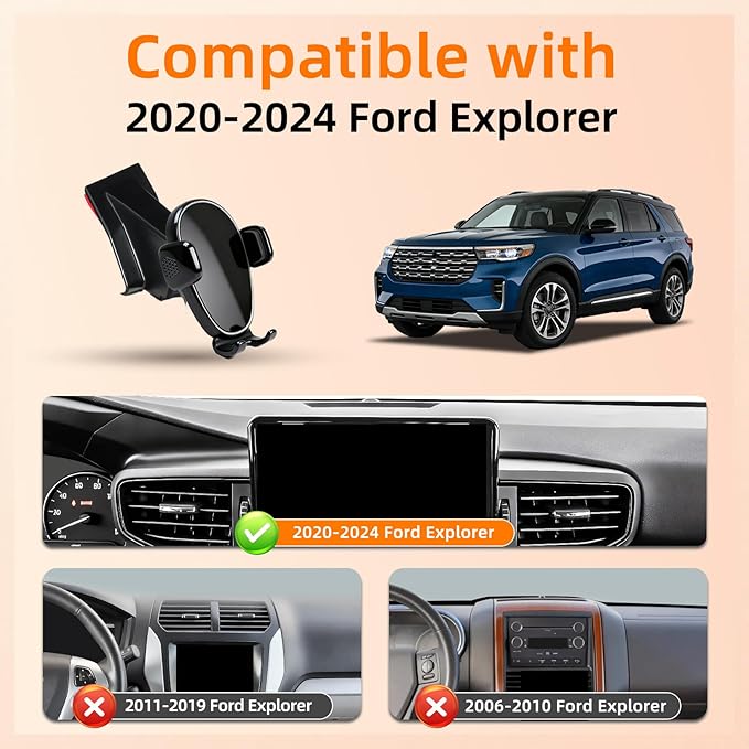 Car Phone Holder for Ford Explorer (2020-2023 2024),Dashboard Phone Mount,360 Phone Holder Rotating,Hands Free Mobile Holder,Car Mount for iPhone,Samsung & Android,2022 Explorer Interior Accessories
