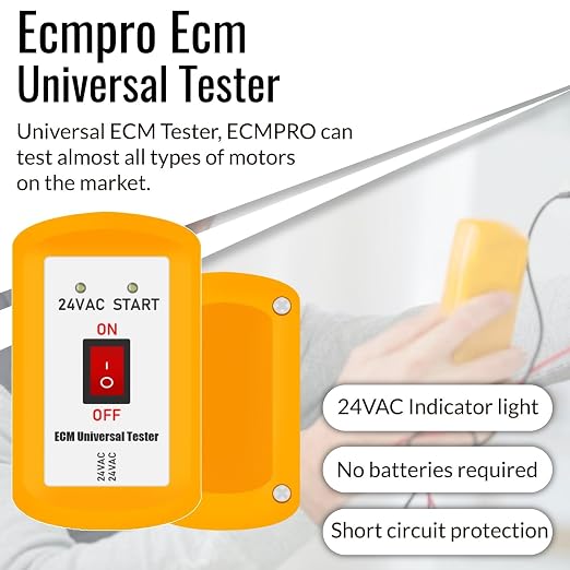 ECMPro Universal ECM Motor Tester for Electronically Commutated Motors 24 Inch Leads Provides Go/No Go Results No Batteries Required ECM Motor Tester HVAC