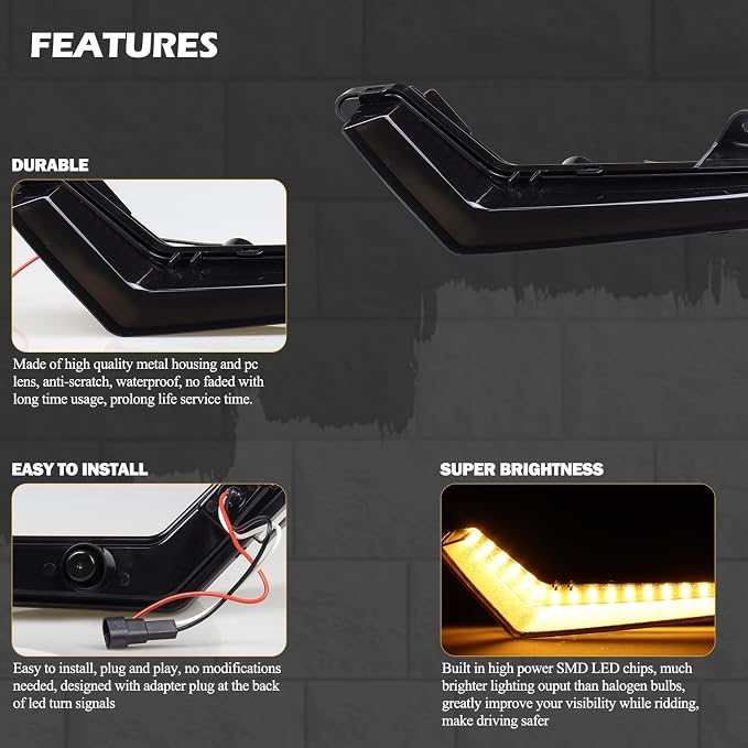 UTV Front Fang LED Turn Signal Lights LED Turn Signals Daytime Running Light Amber Blinkers for Can Am Defender Commander Max