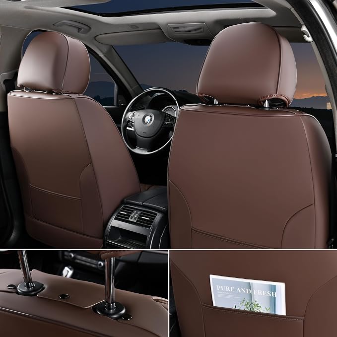 Doogo Automotive Seat Covers, Car Seat Covers 5 Seat, Leaher Car Seat Protectors, Front and Rear Car Seat Covers， Driver Seat Cover Auto Accessories Fit for Most Vehicles