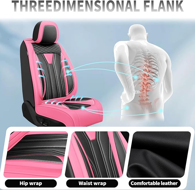 Fit Explorer Car Seat Covers Premium Leather for Ford Explorer 2004-2025 2026. Waterproof， Anti-Slip, Scratch-Resistant & All-Weather Seat Cushion Protector (Full Set, Pink&Black)