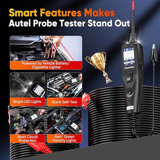 Autel PowerScan PS100 Power Circuit Probe Kit, 2026 Advanced Electrical Wire Tracer Circuit Relay Tester, Breaker Short Finder Tool, Activate Component Check Ground, Read AC DC Resistance, 40ft Cable