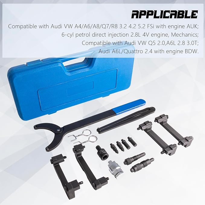 16PC Engine Timing Tool Kit for Audi VW 3.0T 2.0 2.4 2.8 3.2 4.2 5.2, Camshaft Alignment Locking Tool Set, Replaces T40133 T40070 T10172 T40069 T10035, Professional Grade