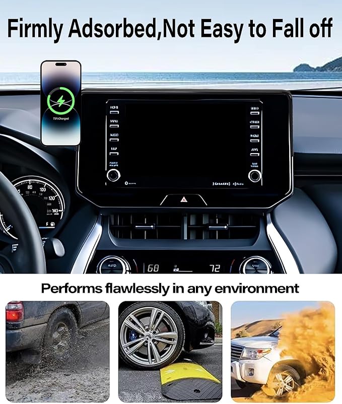 Car Phone Holder for Toyota Venza 2021-2024 Accessories Apply to 8 Inch Touch Screen 15W Fast Wireless Charger Screen Fixed Clip Cell Phone Mount Hands-Free 360 Degree Rotation