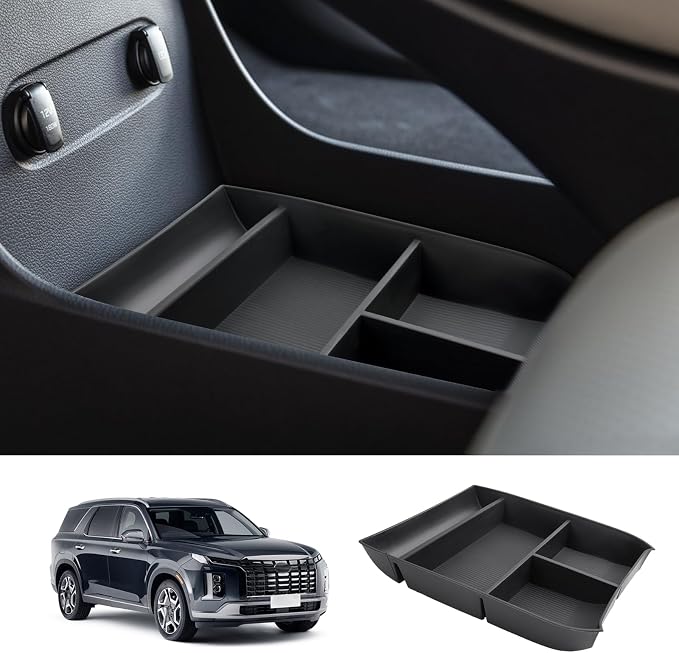 LUWU 2020-2025 Hyundai Palisade SE/SEL/XRT/Limited/Calligraphy Center Console Organizer Armrest Organizer Insert Tray with 4 Compartments,Palisade 2025 Accessories Black