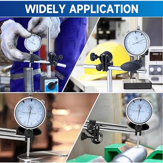 0-1" Magnetic Base Dial Indicator Kit, 0.001" Resolution Precision Machinist Tools with 22 Test Tips & Adjustable Long Arm, Flat/Lug Back for Lathe/Mill/Vibration Measurement
