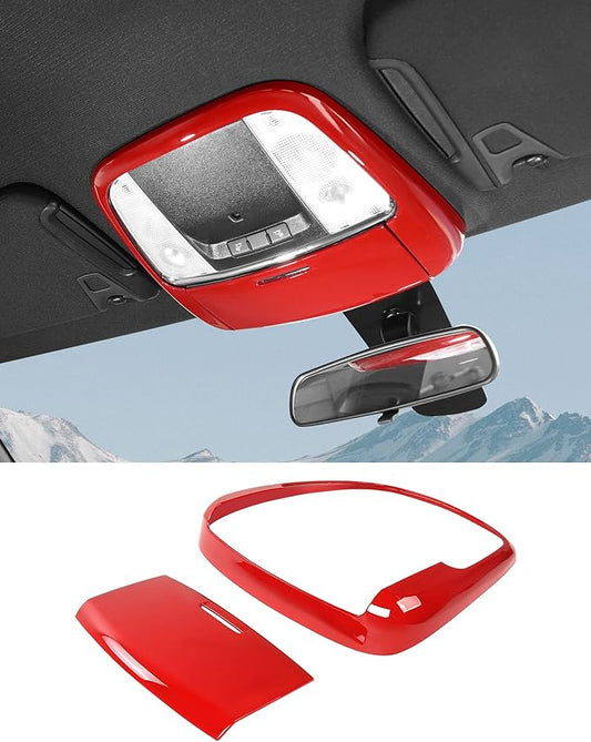 Roof Reading Light Cover Trim Fit for 2011 + Dodge Charger/Durango/Chrysler 300 Interior Accessories Red Reading Lamp Decals Cover Trim Sticker Kit