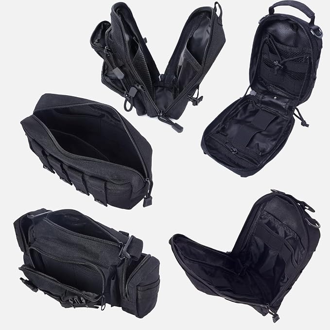 Universal Tactical Car Seat Back Organizer Bag Tactical Molle Vehicle Organizers Panel Vehicle Protector Organizers with 5 Detachable Pouches for Car (Upgraded A black)