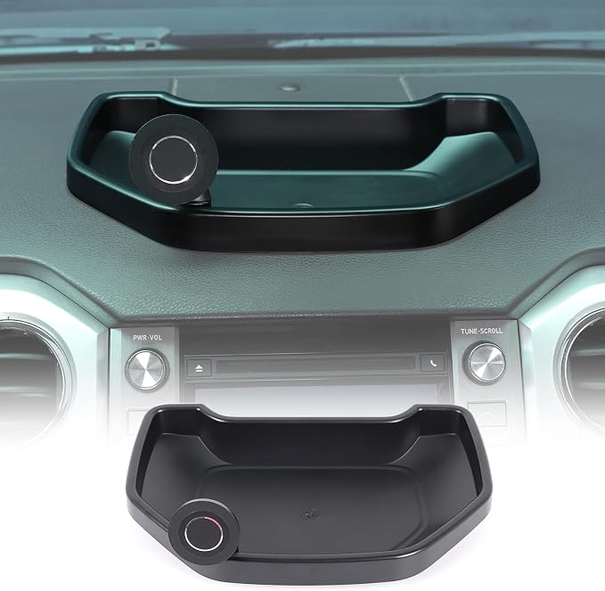 Black ABS Car Center Console Dash Table Storage Tray Fit for Toyota Tundra 2014-2021 Instrument Organizer Phone Holder Cradle Accessories (with Mobile Phone Holder(C))