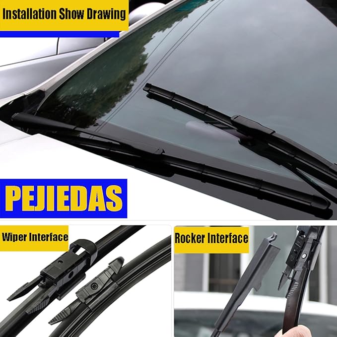 3 x OEM Wiper Blades, Replacement Wiper Blades for Chevrolet Aveo Sonic 2012-2017,Holden Barina 2011-2017 (26“ & 15” Front Wipers + 11” Rear Wiper Blades)