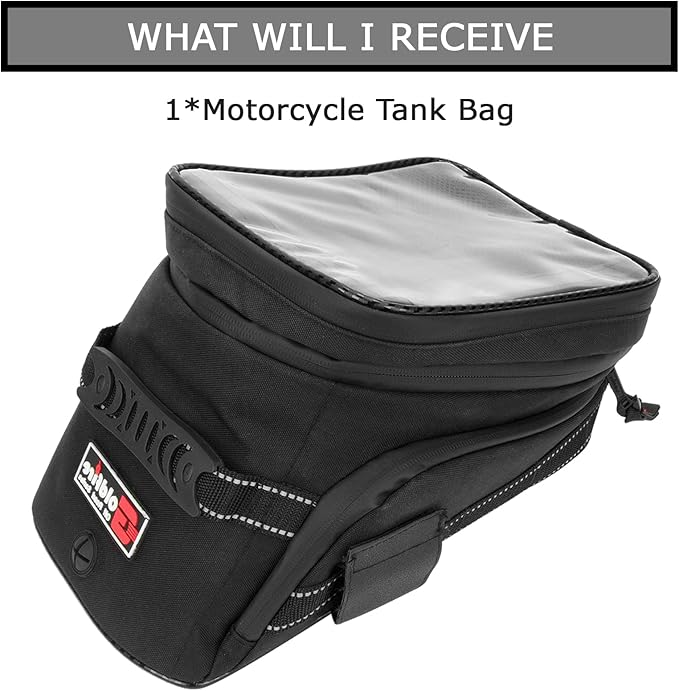 PSLER Motorcycle Tank Bag,Gas Oil Fuel Tank Bag,Waterproof Saddle Bag Reflective Shoulder Bag,2022 Upgraded (Black)