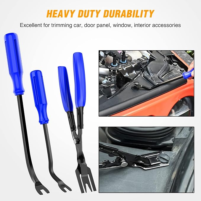 GOOACC 238Pcs Trim Removal Tool, Auto Push Pin Bumper Retainer Clip Set Fastener Terminal Remover Tool Adhesive Cable Clips Pry Kit Car Panel Radio Removal Auto Clip Pliers