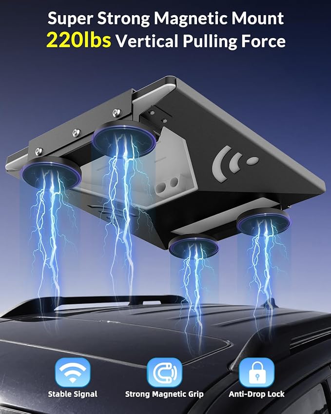 Starlink Mini Magnetic Car Roof Mount, Ultra-Secure 220 lbs Hold, Quick-Release & Low-Profile 1.7” Design, Scratch & Weather-Resistant, Perfect for Car, RV, Van, Truck & Boat Adventures -Black