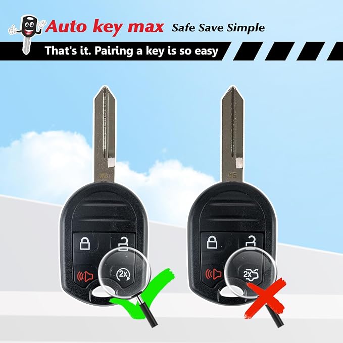 Programmable Keyfob, Replacement Car Keys and Fob DIY Programmer Kit for 2011-2015 Ford F150 F250 F350 Fusion Explorer Fiesta Remote Star CWTWB1U793