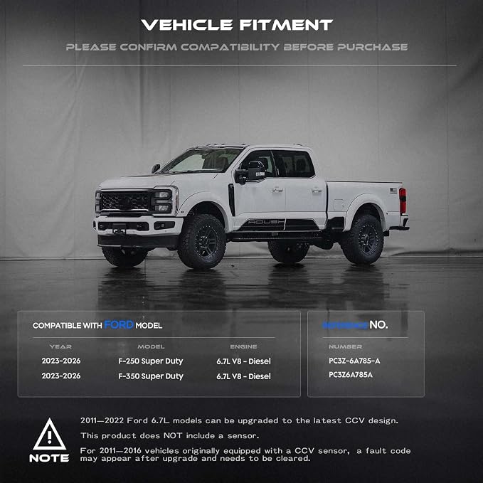 Air Oil Separator Assembly Fit for Ford F250 F350 Super Duty 2023-2024 OR 2011+ 6.7L Powerstroke Diesel - PCV CCV Filter Vent Valve Engine Crankcase - Replace PC3Z-6A785-A, PC3Z6A785A