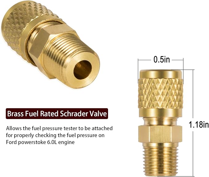 E-cowlboy Fuel Pressure Test Kit with Billet Aluminum Fuel Filter Cap and Pressure Test Port fit for Ford 2003-2007 6.0L fit for Powerstroke Diesel F-Series（F250 F350 F450 F550） E-Series