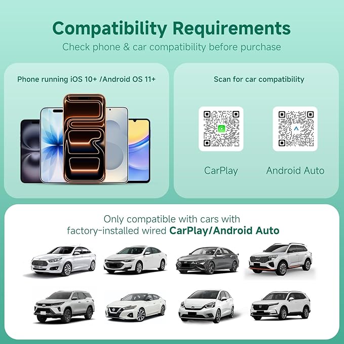 M1-C Wireless CarPlay Android Auto Adapter, Native USB-C Direct Plug, 2-in-1 Wired to Wireless Dongle, No Adapter Needed, Mini Cable-Free Design, Aluminum Alloy & Glass for USB-C Port Cars