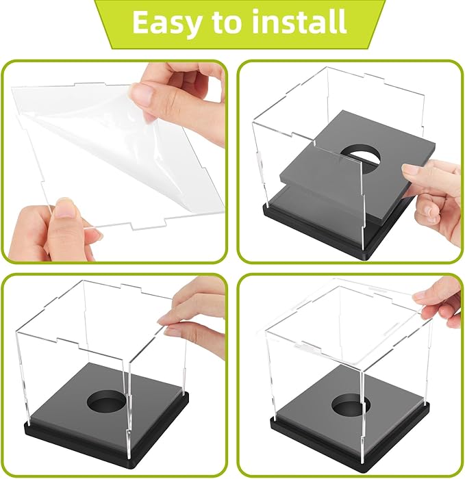Hooqict Softball Display Case Clear Acrylic Ball Holder UV Protected Softball Case Display Box Championship Square Box for Golf Tennis Game Ball Baseball