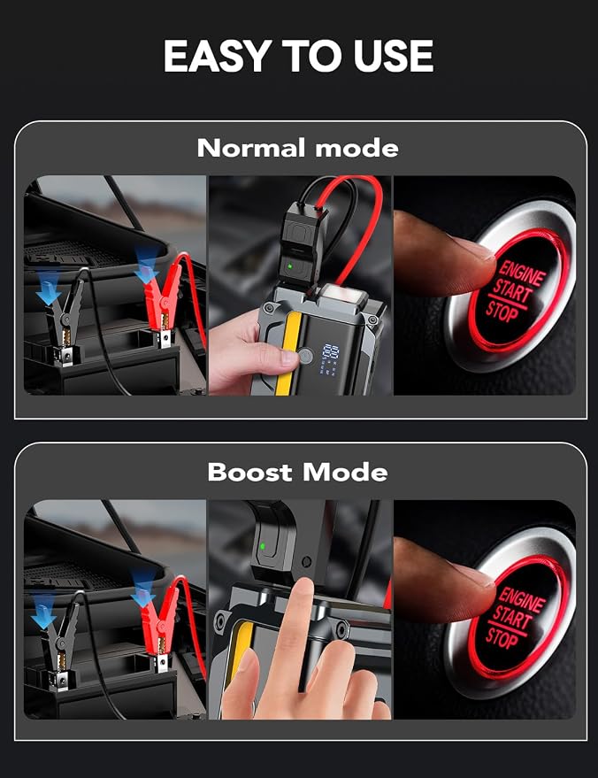 Sharmeal 6000A Car Battery Jump Starter Up to All Gas & 10.0L Diesel Engine, Car Battery Jumper Starter Portable 12V Jump Box with USB Output, Storage Case, LED Flashlight
