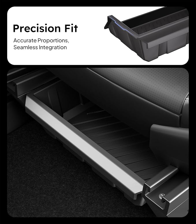 Wigoo Under Seat Storage Box for Tesla Cybertruck, 2 Pack TPE Underseat Storage Tray, Secure No-Slide Installation Design