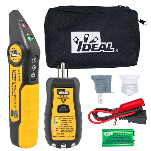 Ideal Circuit Breaker Finder Kit, Finds Circuits and Tests GFCI | Locate breakers faster with included adapters and integrated GFCI testing