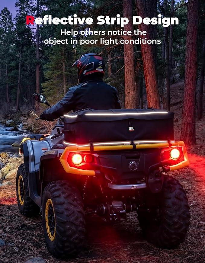 KEMIMOTO Upgraded ATV Storage Bags, 55L ATV Rear Seat Storage Bag Water-Resistant Four Wheeler Gear Bag Back Seat with Built-In Frame, Removable Cushion for Passenger