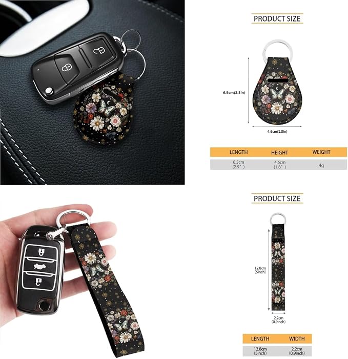 Car Accessories Car Seat Covers Full Set with Steering Wheel Covers+Seat Belt Pads+Coasters+Keychain+Lipstick Holder Universal Fit(13 Pack), Butterfly and Daisy Flowers Pattern