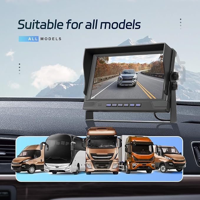 9 Inch Wireless Backup Camera for Truck RV Backup Camera Wireless, 4 Channels Split Screen, BSD Alert, Night Vision, IP68K Waterproof, for Truck, Pickup, Trailer, Cars - Parking Safety