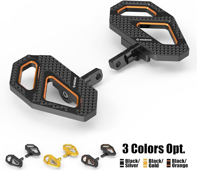 NICECNC Orange Rear Enlarged Passenger Footboard Aluminum Foot Pegs Compatible with Harley Road King Special FLHRXS 2017-2024, Replacement for 50208-04, See Fitments